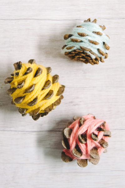How to Make DIY Yarn-Wrapped Pine Cones