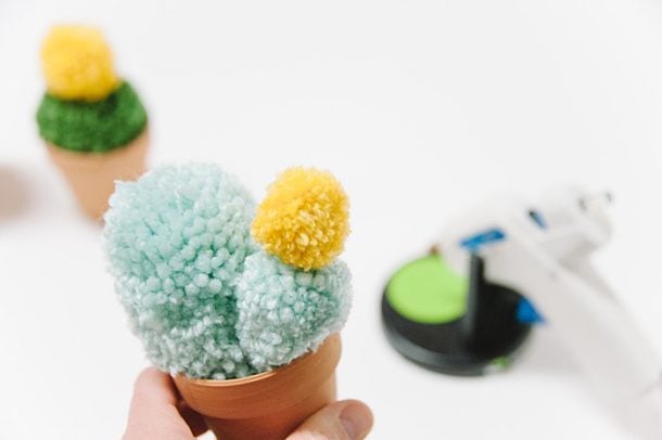 DIY Faux Cactus made with Yarn Pom Poms | Faux