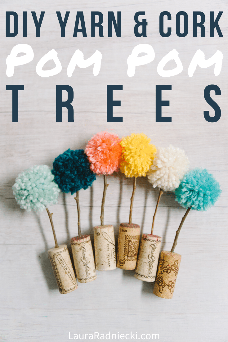 DIY Pom Pom Trees in Cork Planters _ Easy Pom Pom Crafts