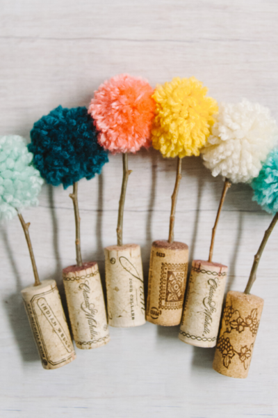 DIY Pom Pom Trees in Cork Planters _ Easy Pom Pom Crafts