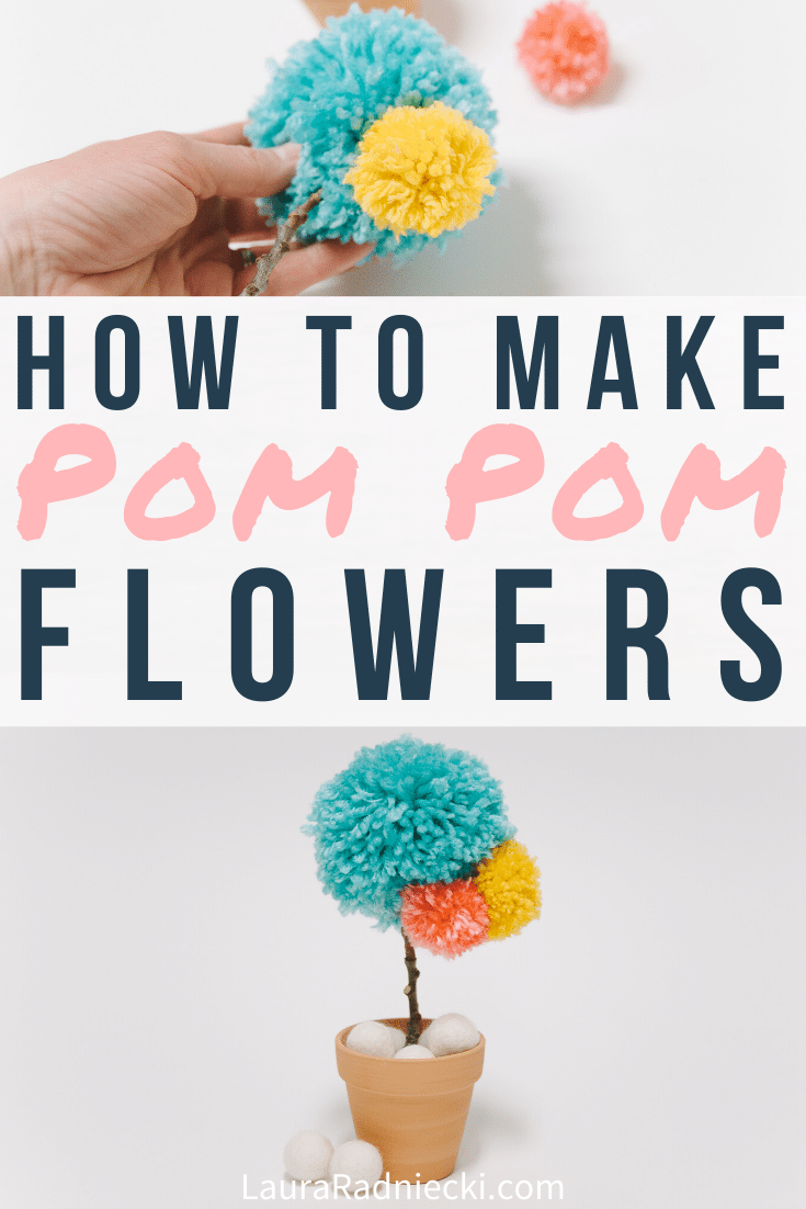 DIY Yarn Pom Pom Flower _ Faux Potted Flower Idea