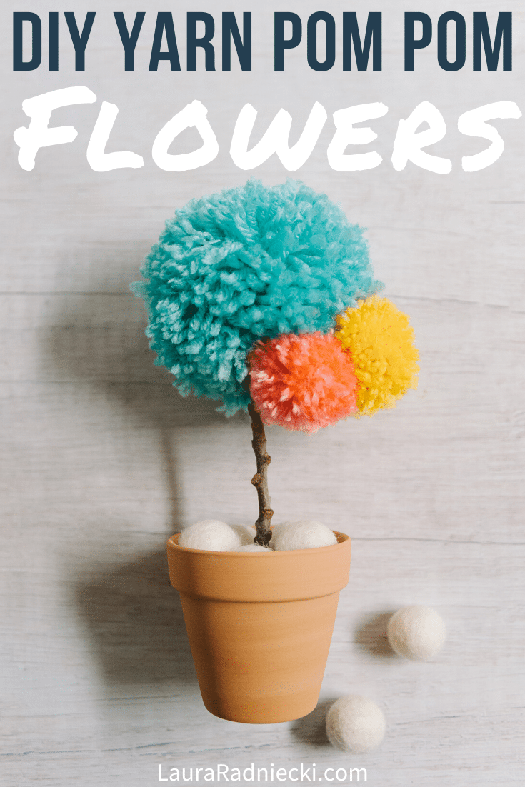 DIY Yarn Pom Pom Flower _ Faux Potted Flower Idea