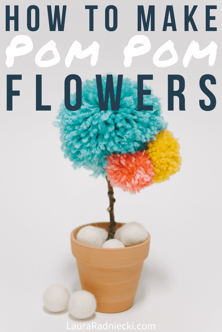 DIY Yarn Pom Pom Flower Faux Potted Flower Idea