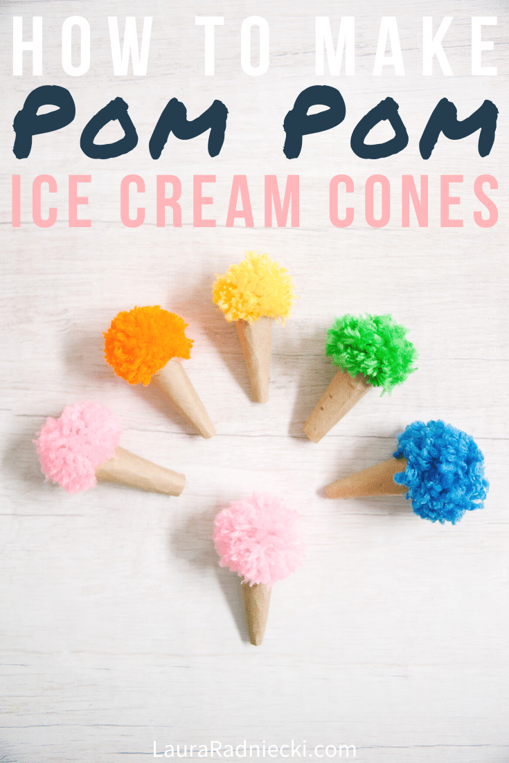 How to Make Pom Pom Ice Cream Cones | Toilet Paper Roll Crafts