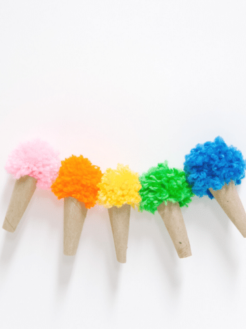 Ice Cream Pom Pom Garland Made with Yarn and Toilet Paper Rolls