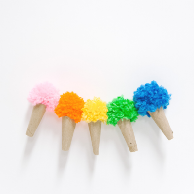 Ice Cream Pom Pom Garland Made with Yarn and Toilet Paper Rolls