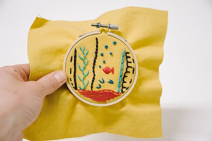 embroidery project underwater fish scene