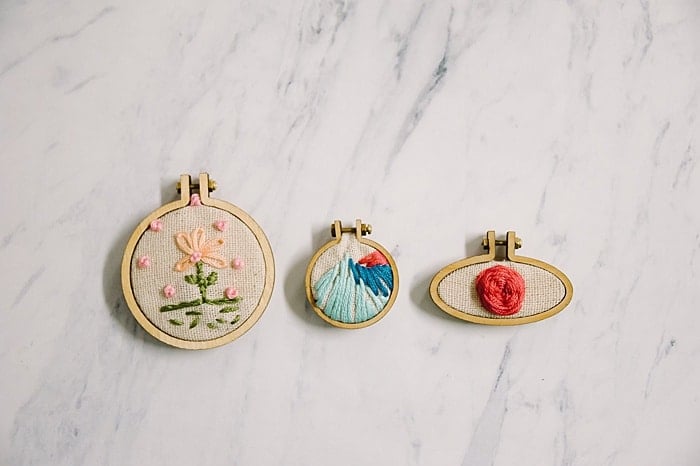 mini embroidery hoops