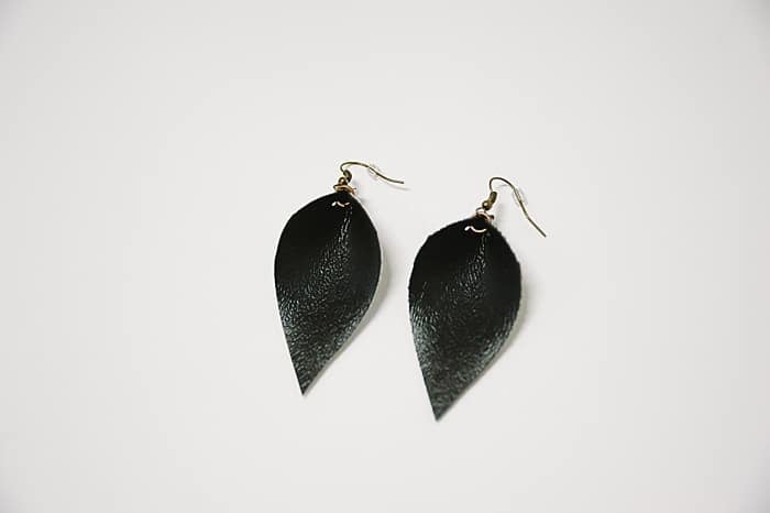 finished faux leather leaf earrings like joanna gaines wears