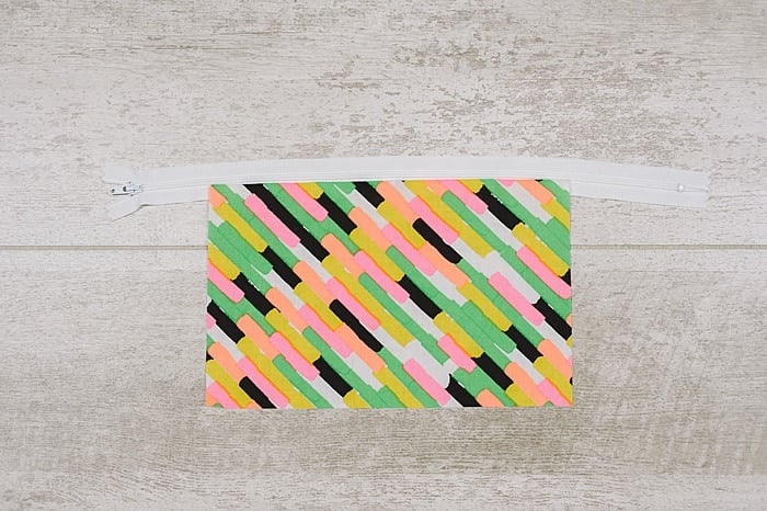 First side of a diy zipper bag.