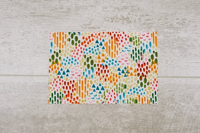 A fabric piece, right side up.