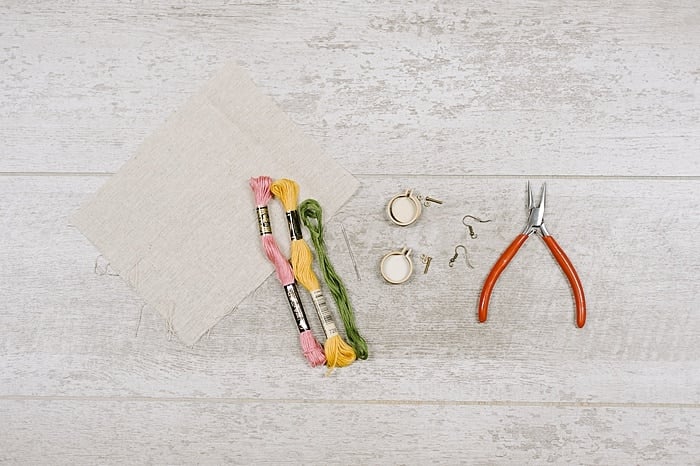 supplies to make embroidery hoop earrings