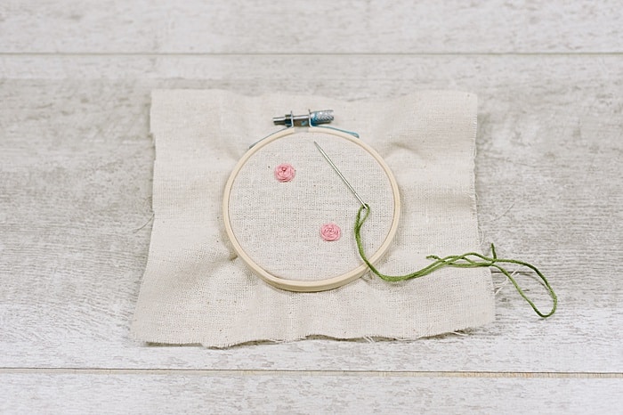 backstitch embroidery to make leaves