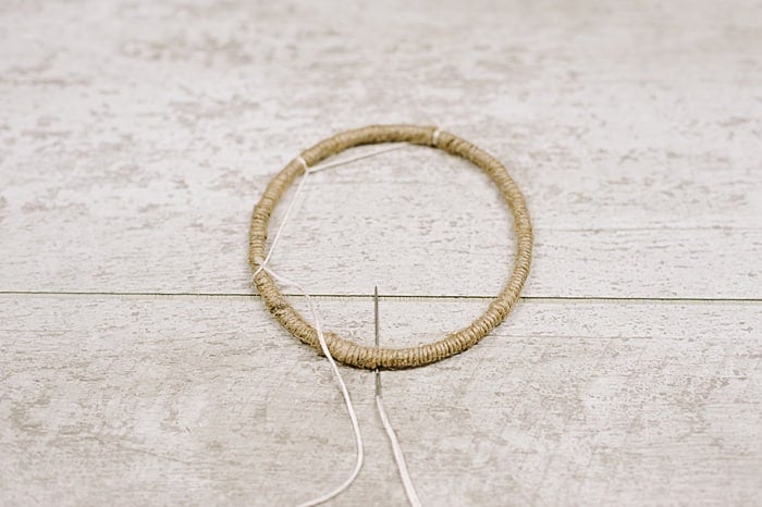 using embroidery floss for the inside of the dream catcher