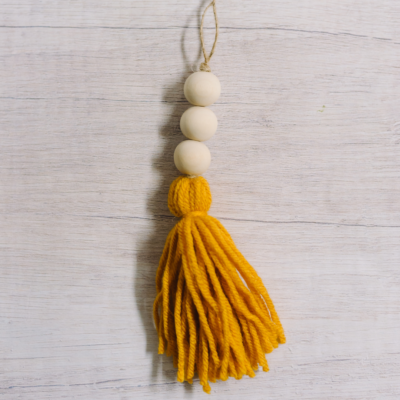 How to Make a Yarn Tassel and Wooden Bead Ornament