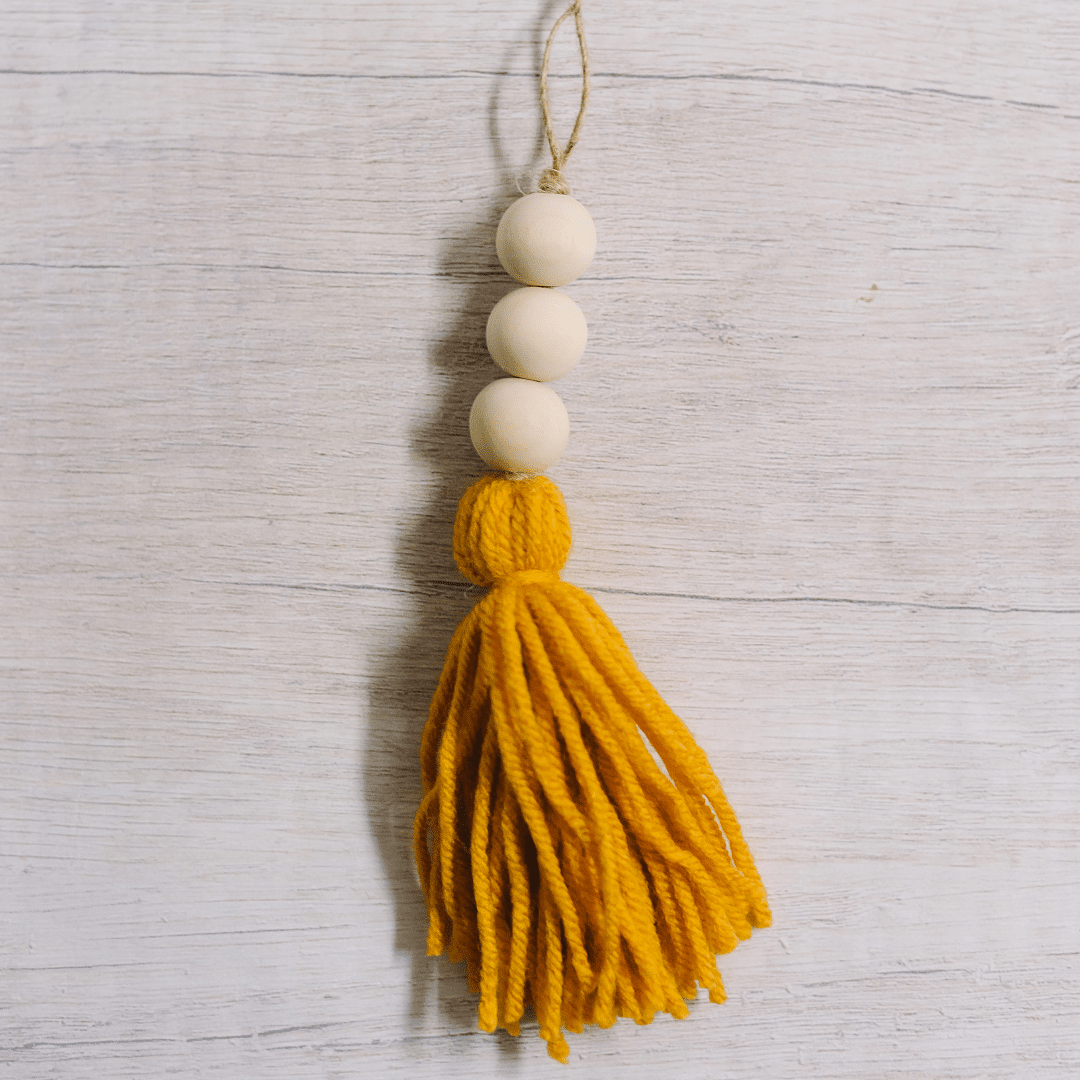 How to Make a Yarn Tassel and Wooden Bead Ornament