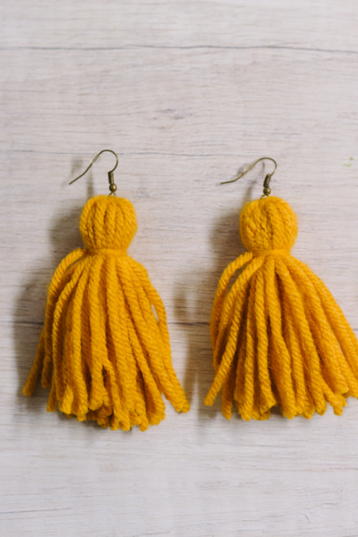 how to make yarn tassel earrings