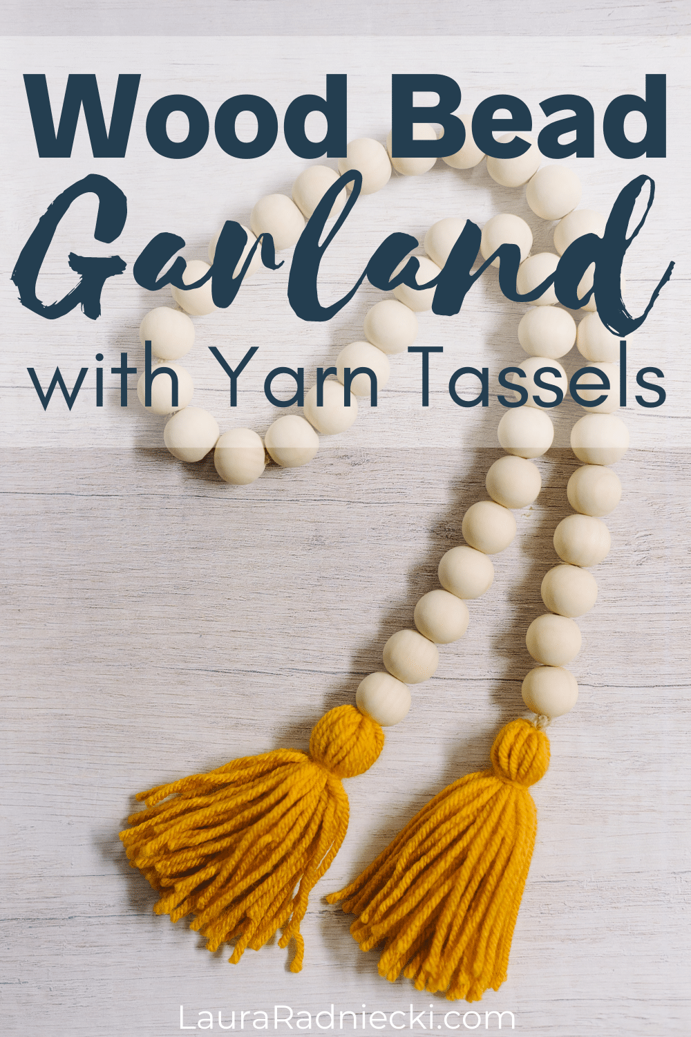 How to Make a Wood Bead Garland with Yarn Tassels