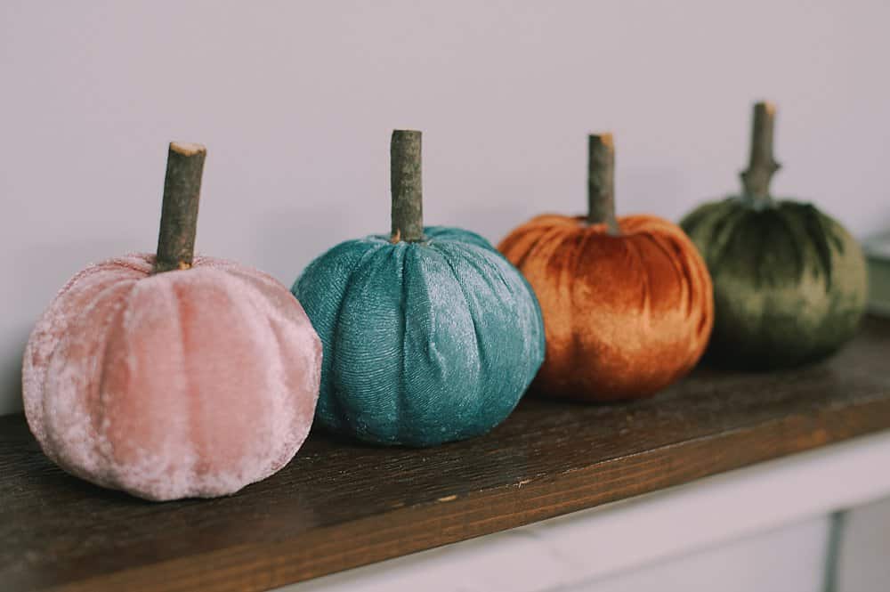 rustic chic fall decor fabric pumpkins with wooden stem