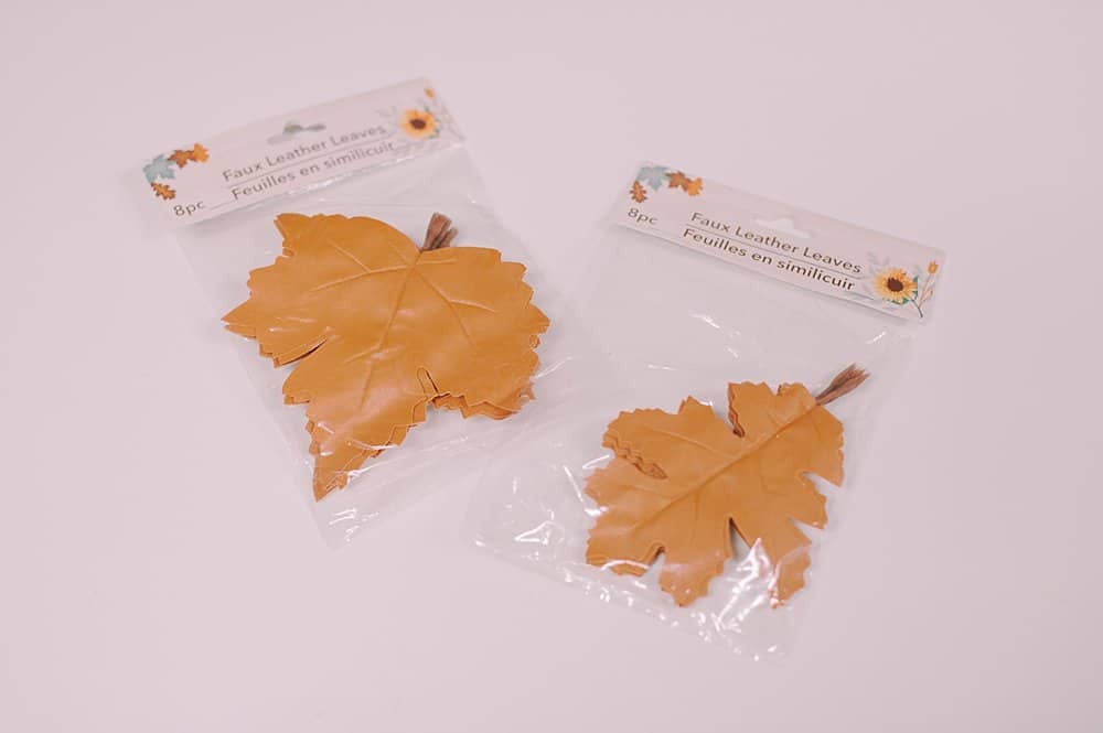 faux leather leaves from the dollar tree