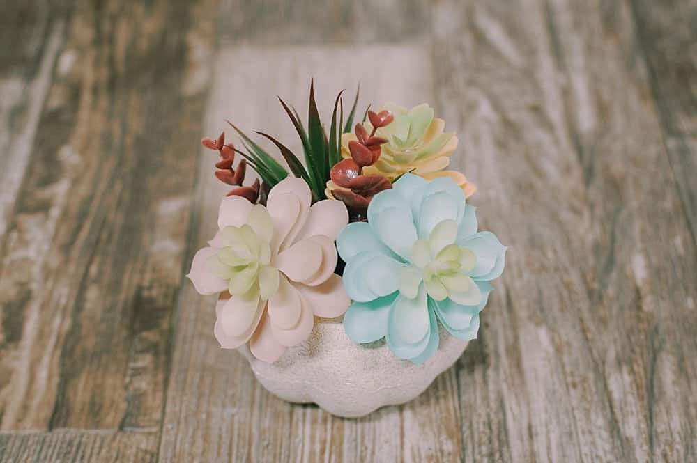 faux succulent pumpkin for fall decor