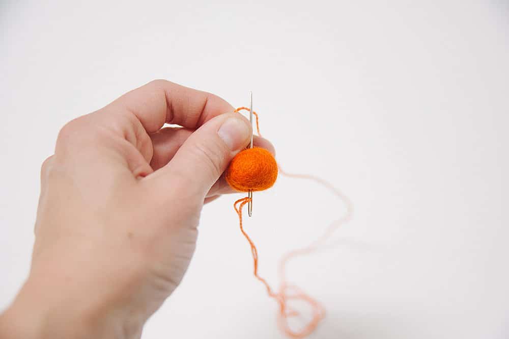 how to make a mini felt ball pumpkin