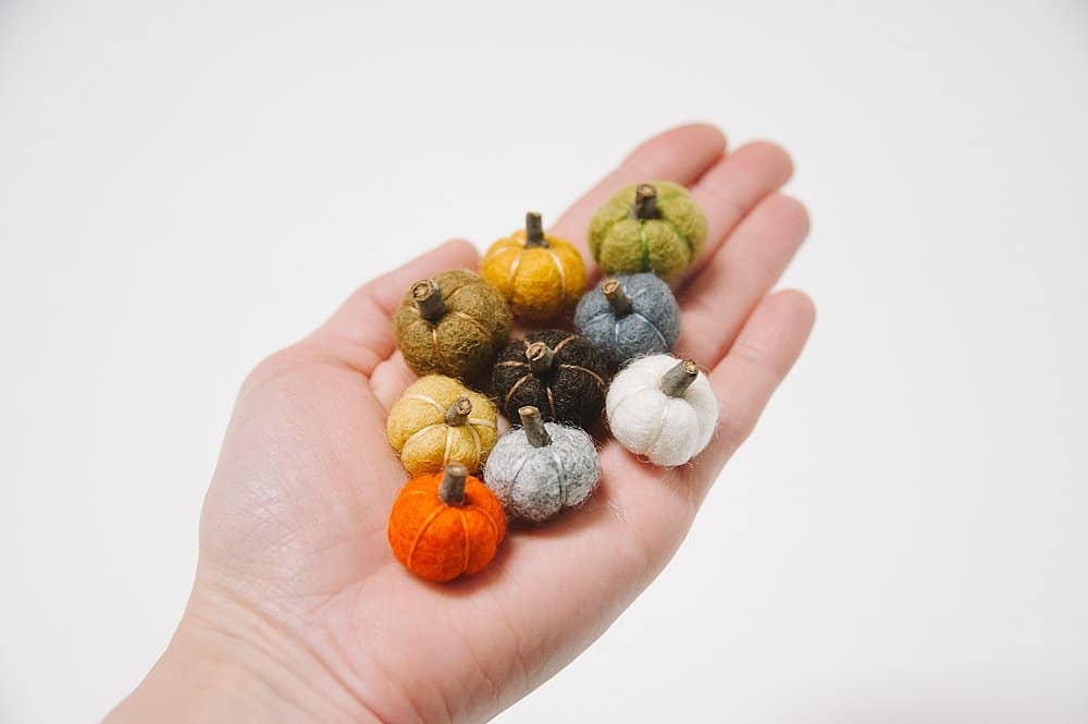 Felt Pumpkin Garland- Orange & Tan- Felt Balls & Dark Orange