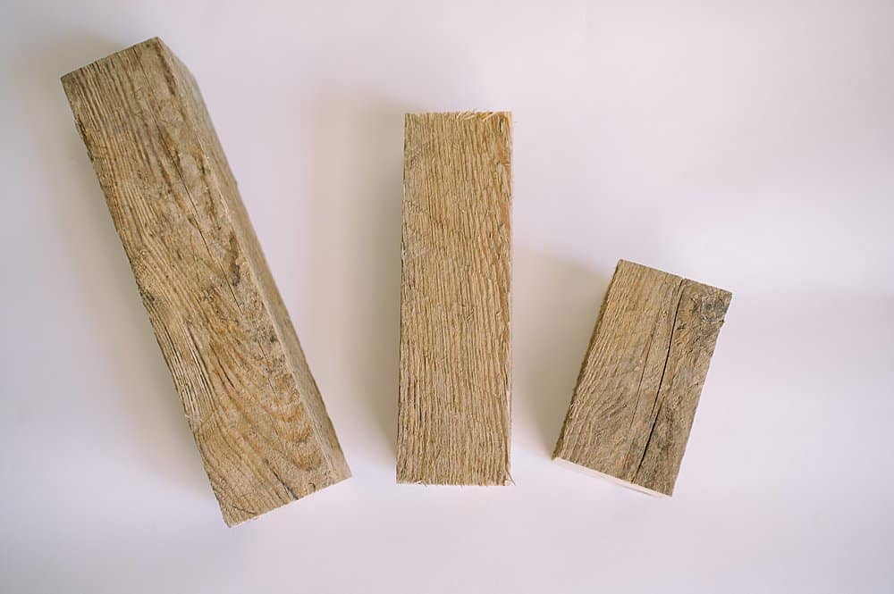 wooden post cut into sections