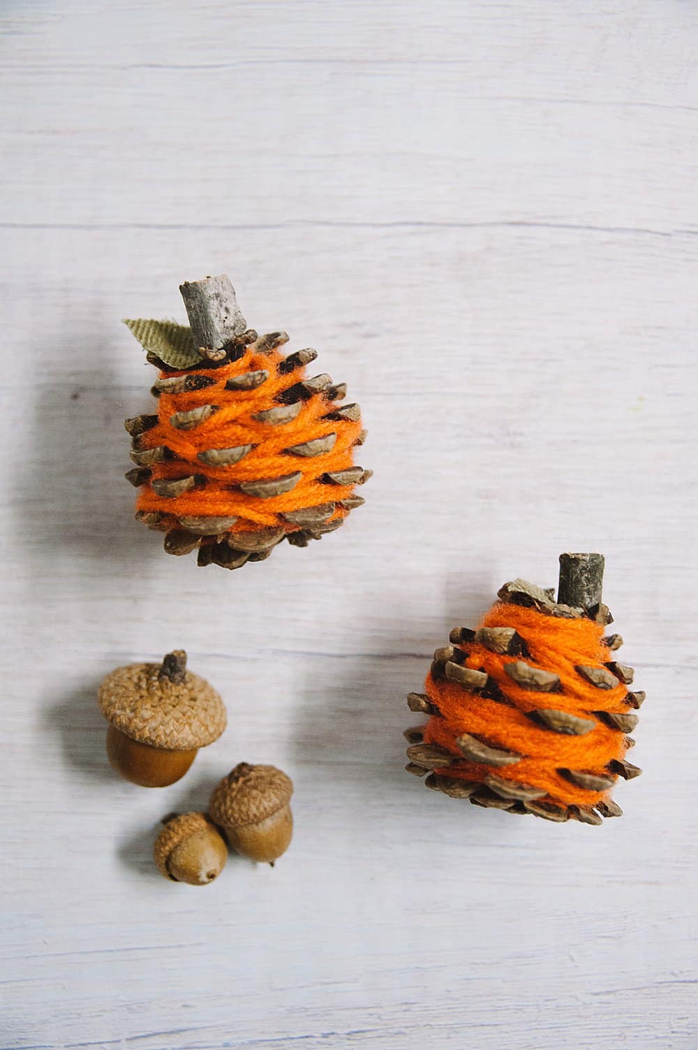 How to Make Yarn Wrapped Pinecone Pumpkins