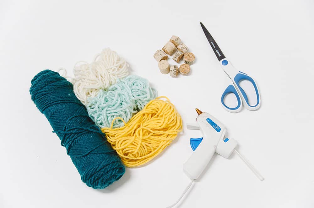 supplies to make yarn pompom trees
