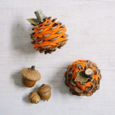 How to Make Yarn Wrapped Pinecone Pumpkins