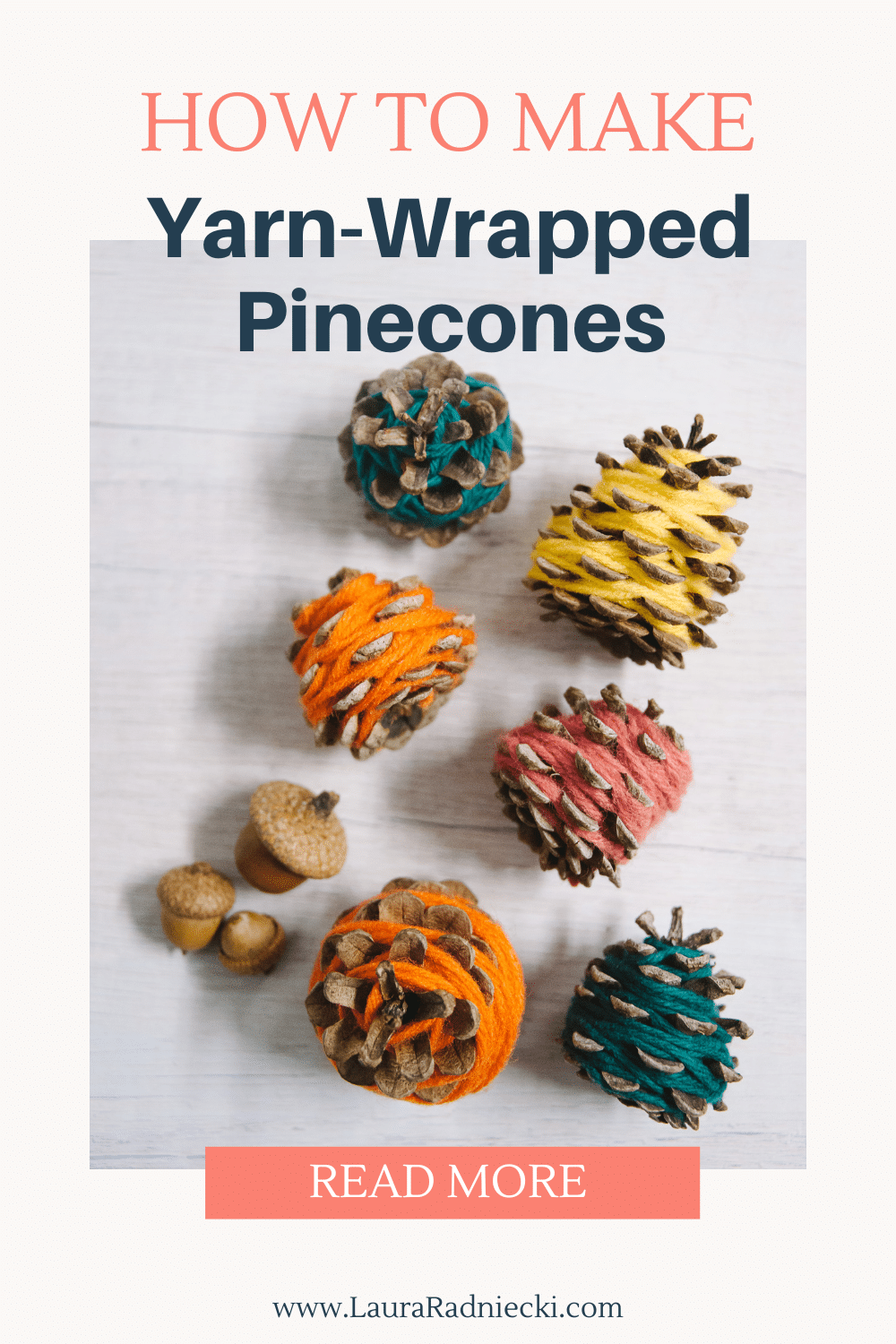 how to make yarn wrapped pinecones for fall decor