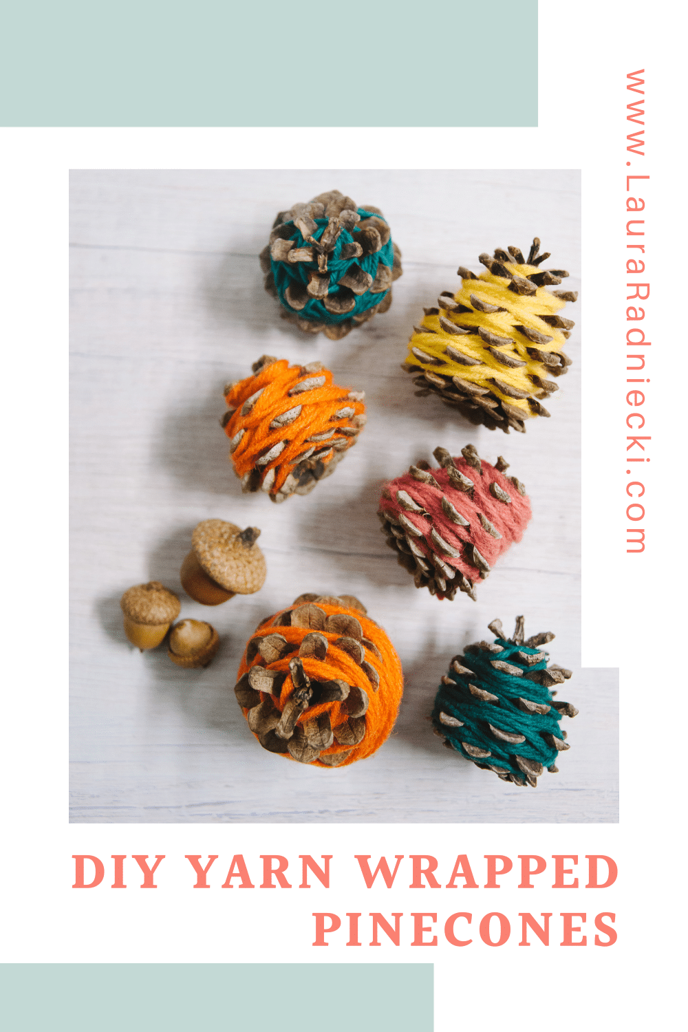 how to make yarn wrapped pinecones for fall decor