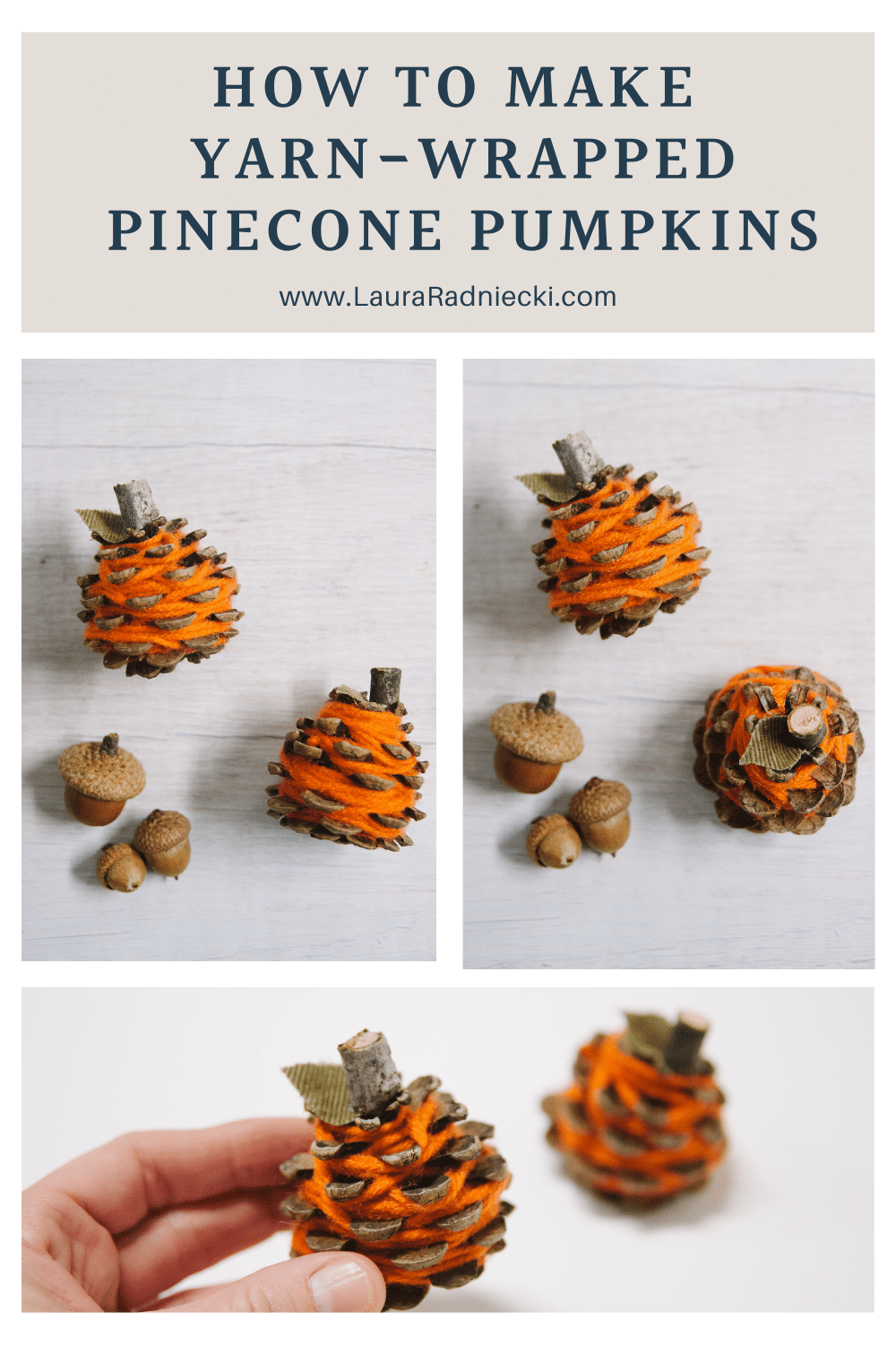 How to Make Yarn Wrapped Pinecone Pumpkins