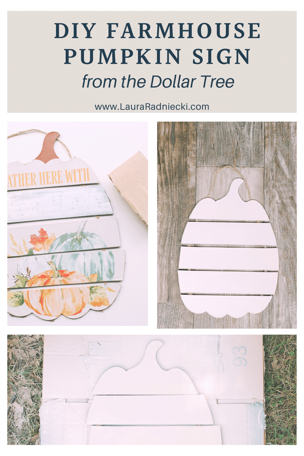 DIY Farmhouse Pumpkin Sign from Dollar Tree