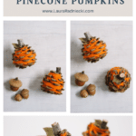 How to make yarn-wrapped pinecone pumpkins as fall decorations!