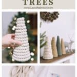 How to make DIY Christmas Trees using cones wrapped with rope, yarn, or jute.