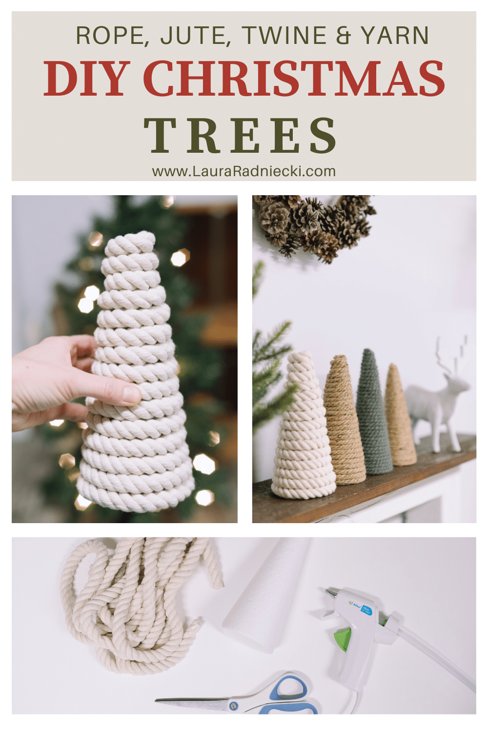 How to Make DIY Christmas Trees with Rope, Jute, Twine, and Yarn