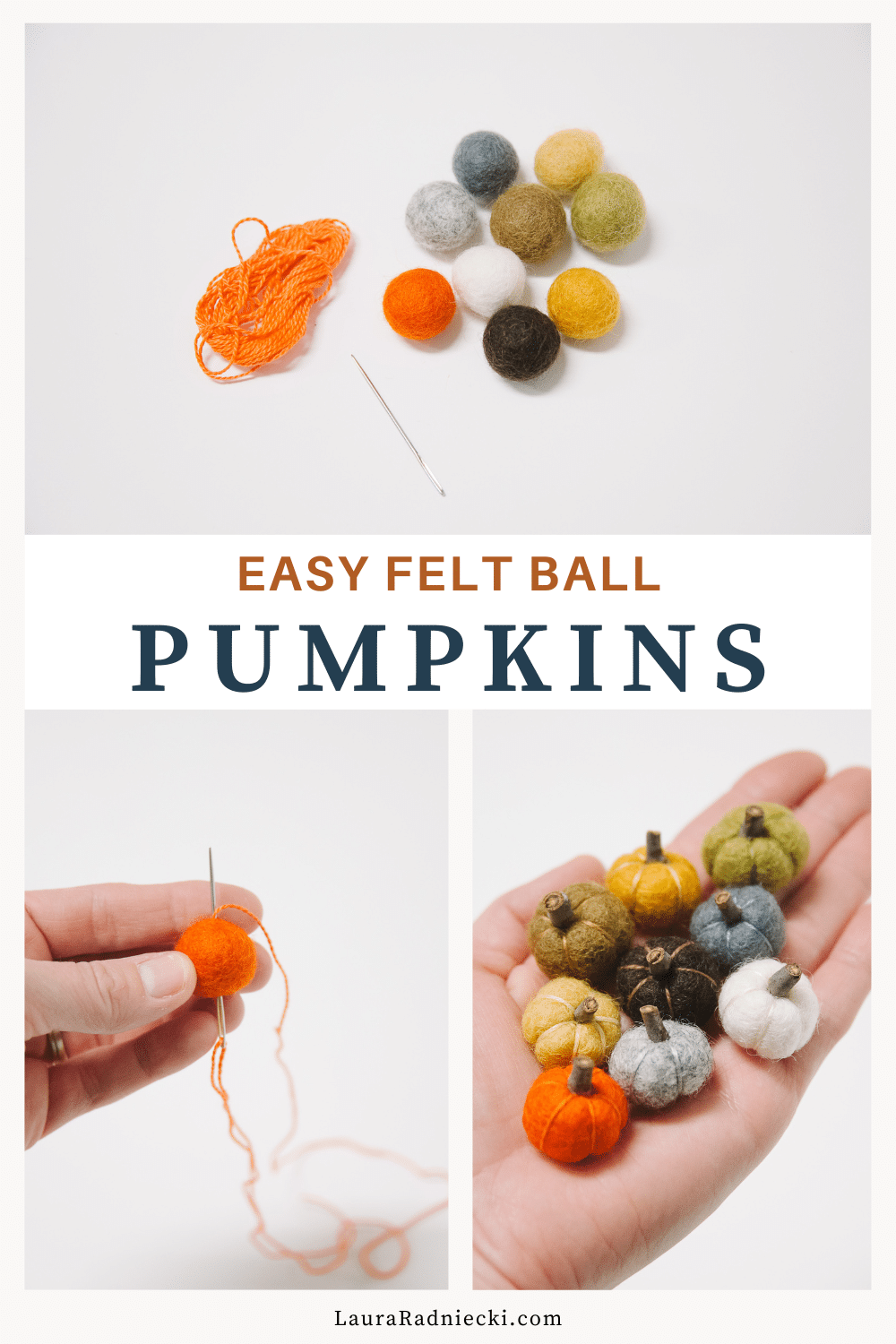 easy felt ball pumpkins