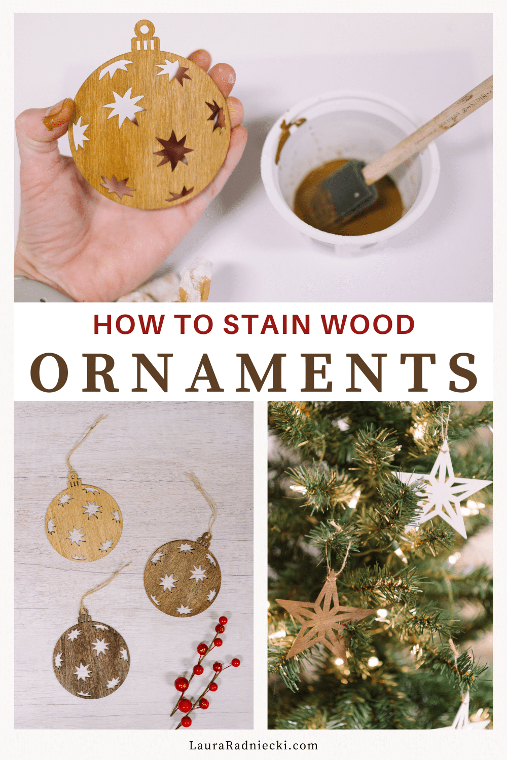 How to Stain Wood Ornaments from Dollar Tree