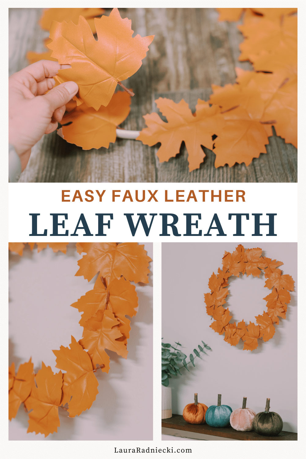 easy faux leather leaf wreath