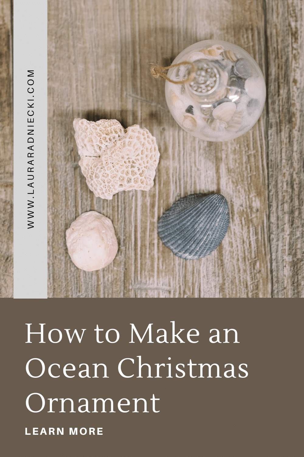 How to Make an Ocean Christmas Ornament with sand, seashells and shark teeth