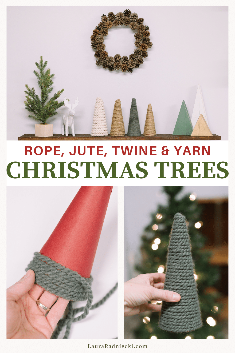 How to Make DIY Christmas Trees with Rope, Jute, Twine, and Yarn