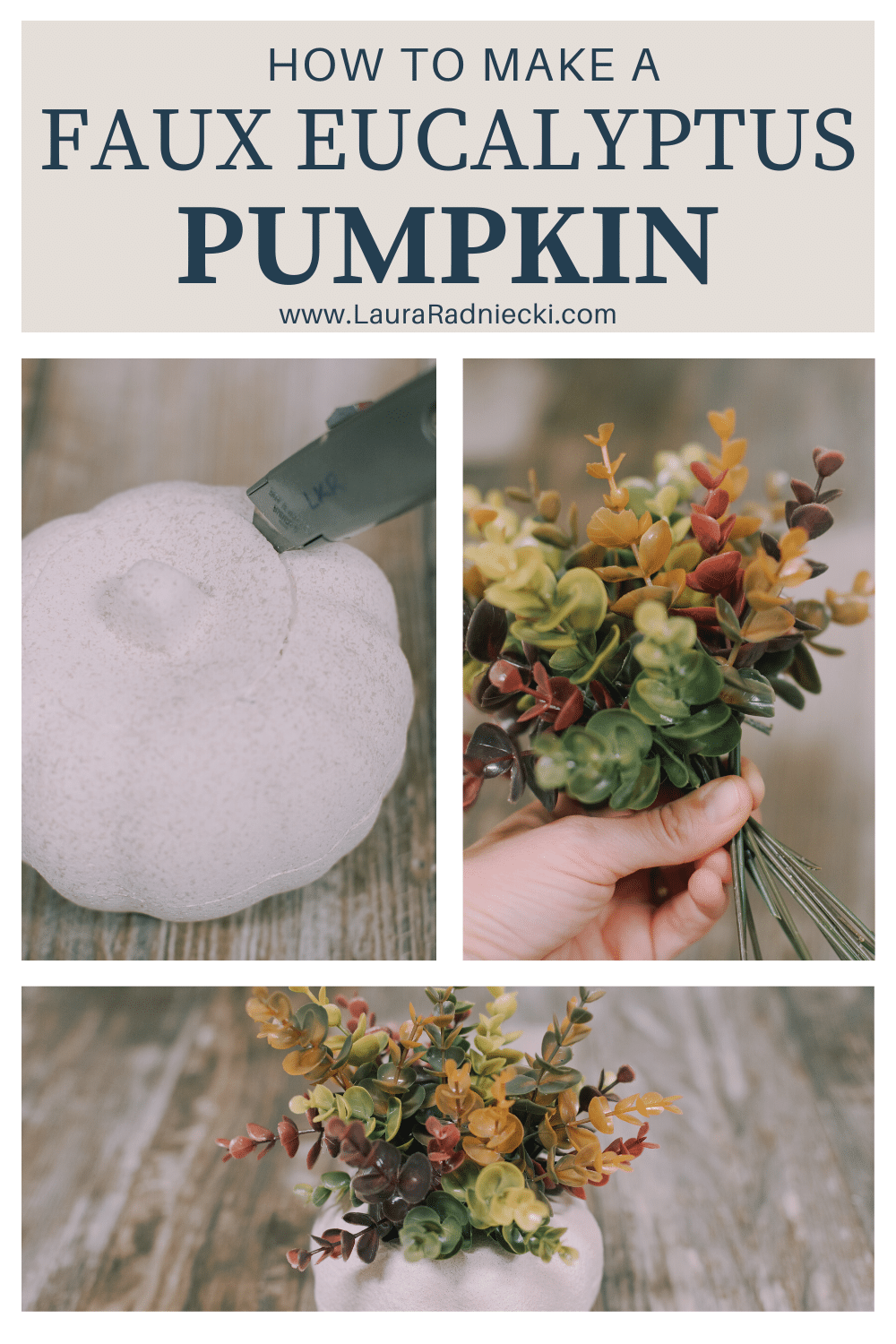 how to make a faux eucalyptus pumpkin