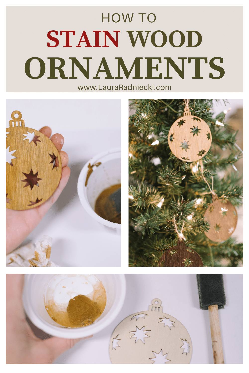 How to Stain Wood Ornaments from Dollar Tree