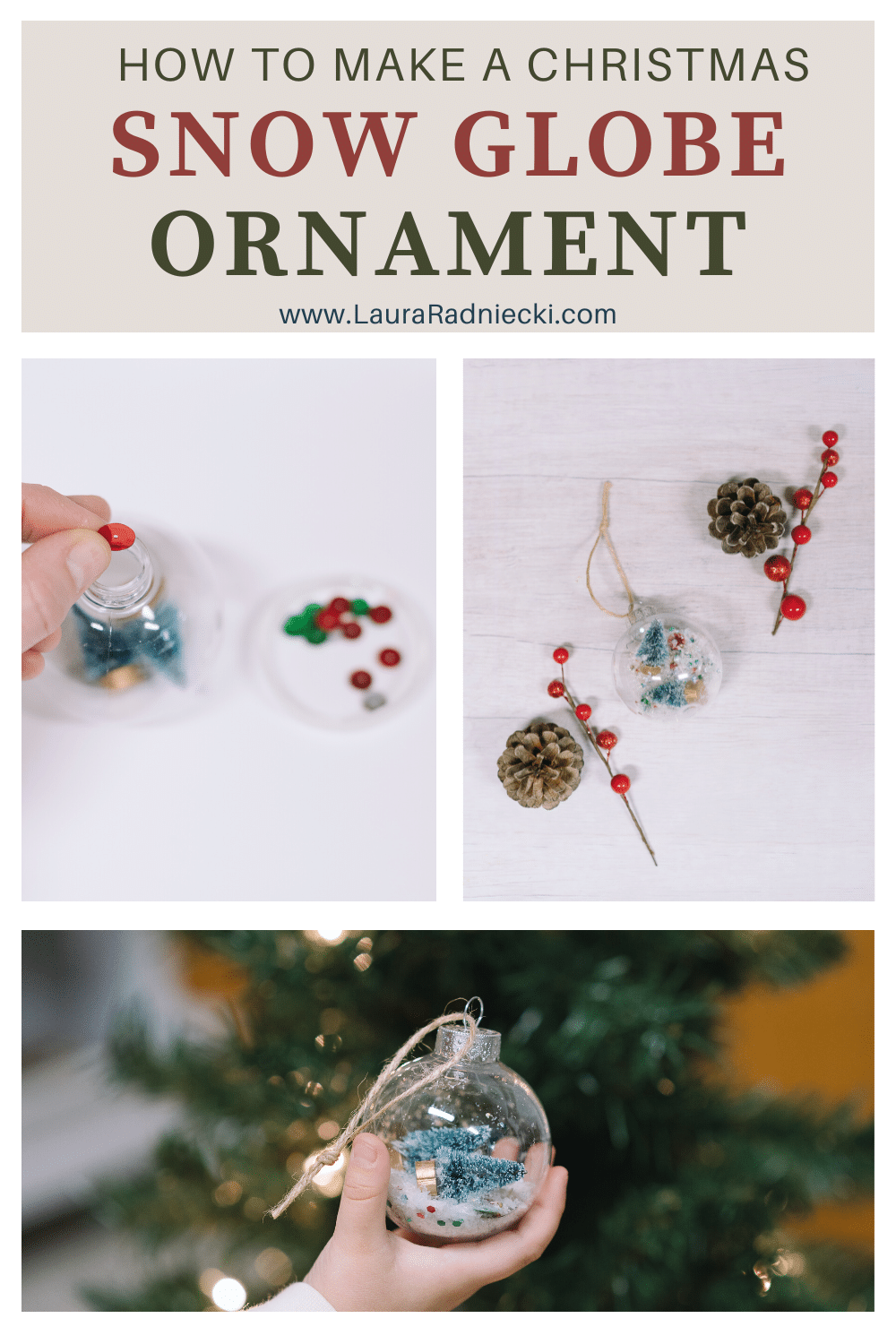 how to make a snow christmas snow globe ornament