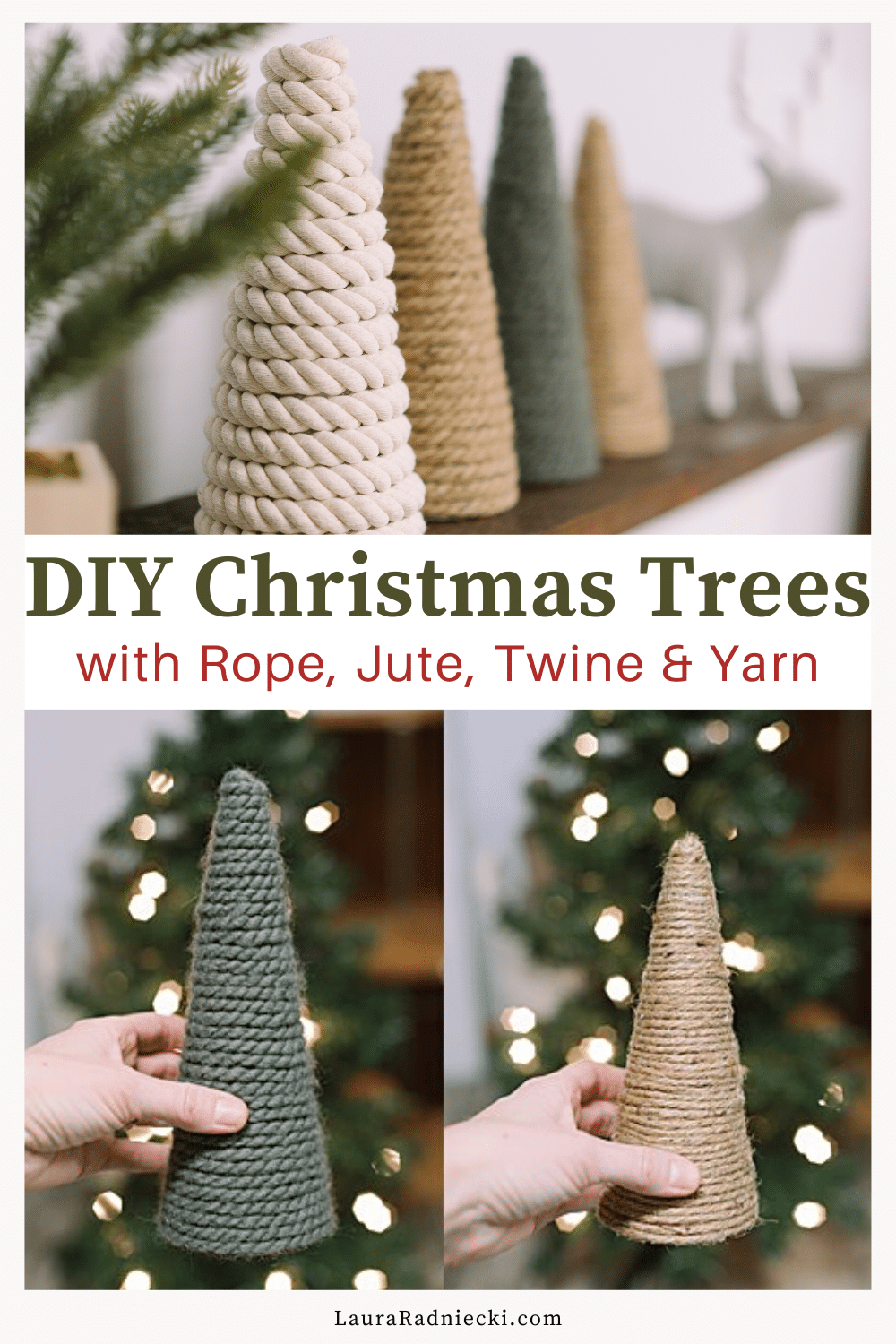 DIY Christmas Trees with Rope, Jute, Twine, and Yarn