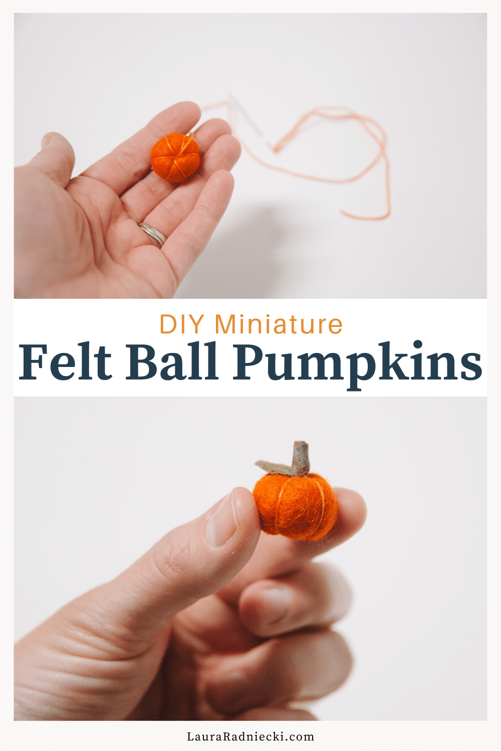 DIY miniature felt ball pumpkins