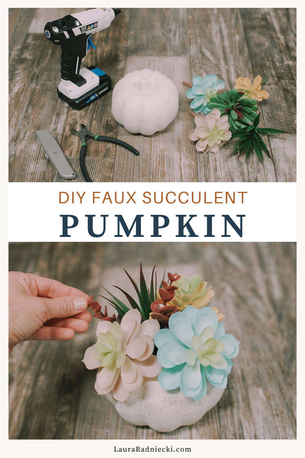 diy faux succulent pumpkin