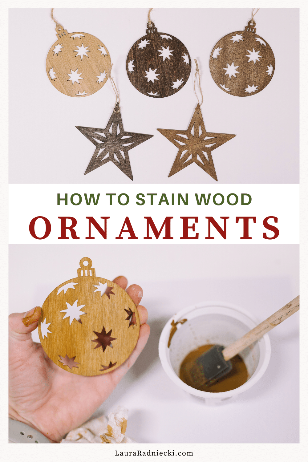 How to Stain Wood Ornaments from Dollar Tree